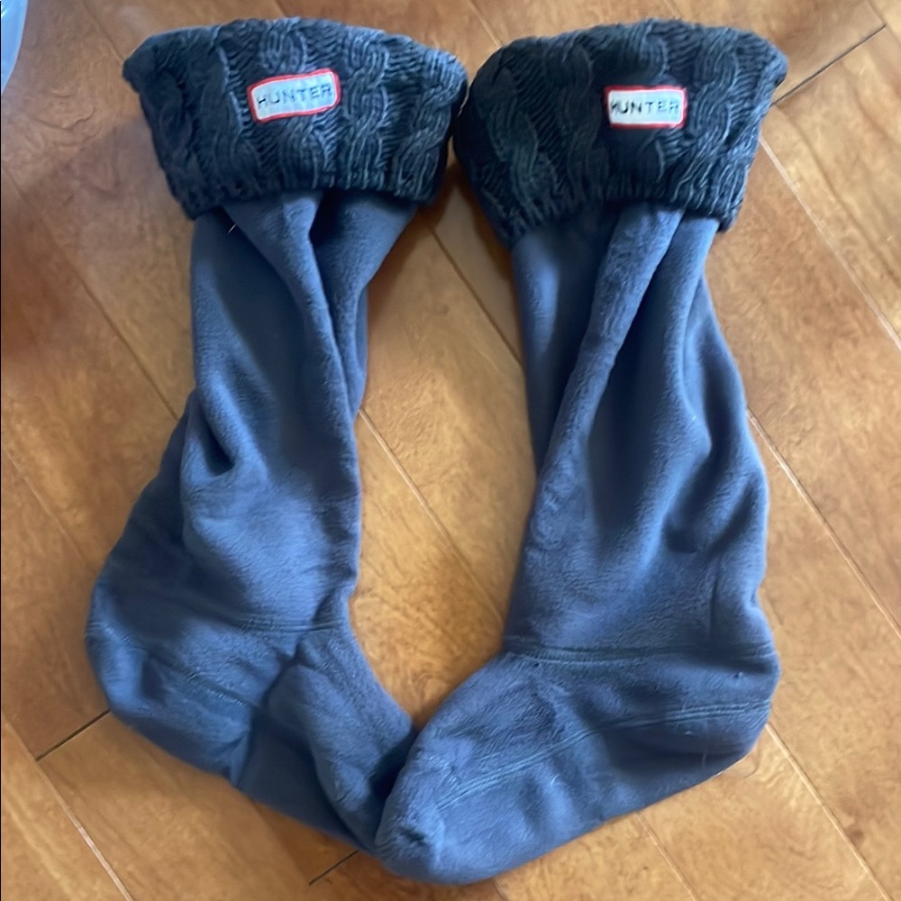 Hunter Dark Grey Fleece Welly Socks Tall